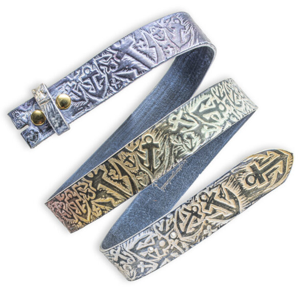 Hand-embossed interchangeable belt, rainbow 4 cm, anchor motif, from NeptunsSchmeiße.