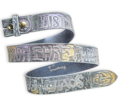 Handgeprägter Wechselgürtel, multicolor 4 cm, Motiv Chaos, von Neptunsgeschmeide.