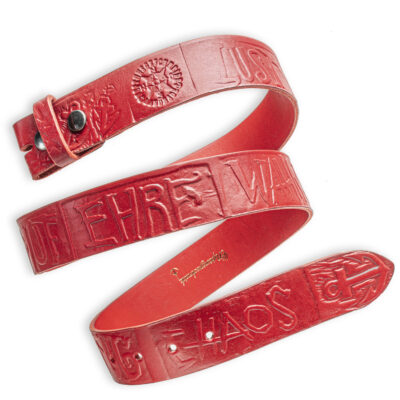 Handgeprägter Wechselgürtel, rot 4 cm, Motiv Chaos, Ledergürtel von Neptunsgeschmeide.