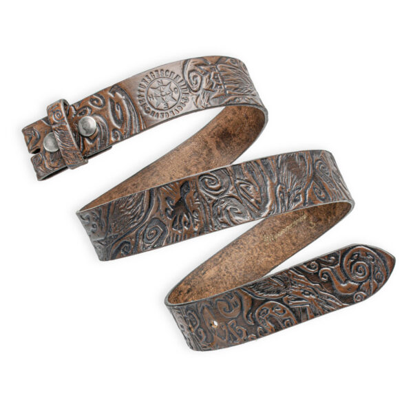 Hand-embossed interchangeable belt, dark brown 4 cm, motif Krakengarten / Octopus Garden, by NeptunsSchmeide.