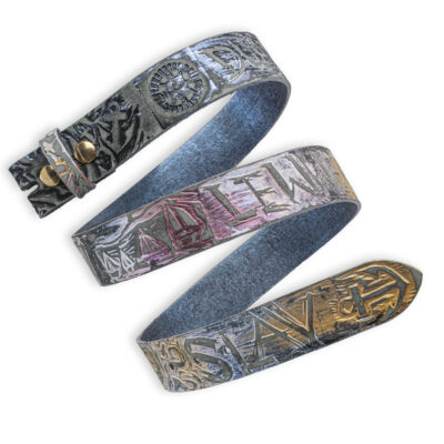Handgeprägter Wechselgürtel, multicolor 4 cm, Motiv Lewer duad üs Slav, von Neptunsgeschmeide.