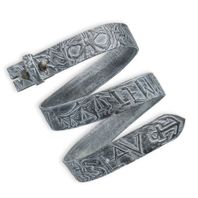 Handgeprägter Wechselgürtel, silber 4 cm, Motiv Lewer duad üs Slav, von Neptunsgeschmeide.