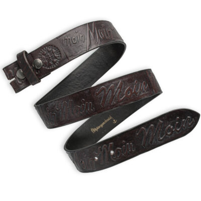 Handgeprägter Wechselgürtel Leder, dunkelbraun 4 cm, Motiv Moin, von Neptunsgeschmeide.