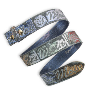 Handgeprägter Wechselgürtel Leder, multicolor 4 cm, Motiv Moin, von Neptunsgeschmeide.