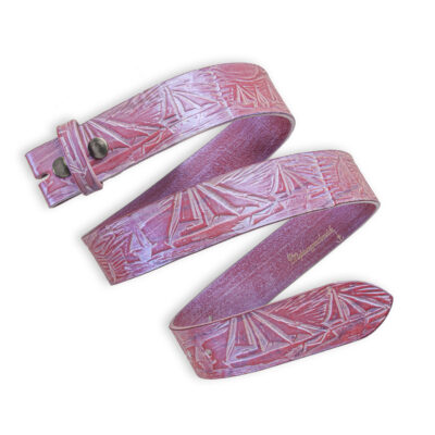 Handgeprägter Regatta Wechselgürtel, pink 4 cm, Motiv Segelschiffe, von Neptunsgeschmeide.