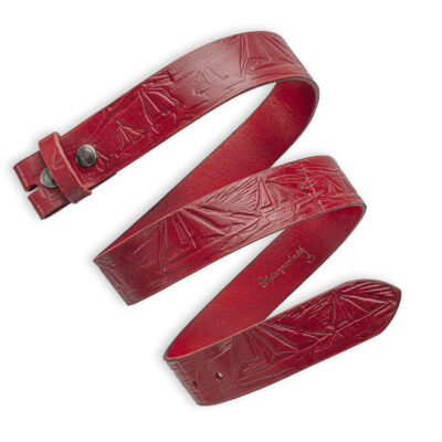 Handgeprägter Regatta Wechselgürtel, rot 4 cm, Motiv Segelschiffe, von Neptunsgeschmeide.