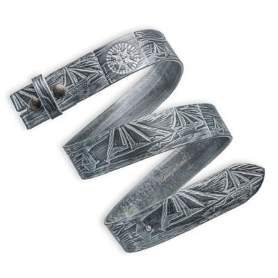Handgeprägter Regatta Wechselgürtel, silber 4 cm, Motiv Segelschiffe, von Neptunsgeschmeide.