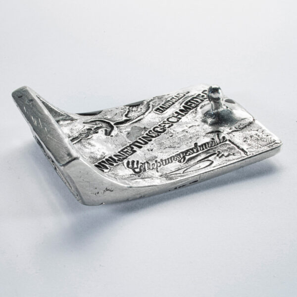 Motif belt buckle or belt buckle anchor rain, square format approx. 7 x 4,5 cm, back. Handcrafted by Neptune Jewels.