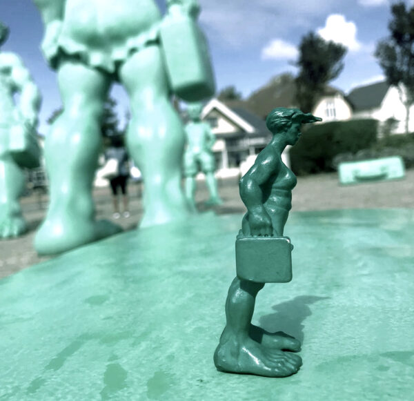 Sylt giantess in 10 cm in size comparison with the original on the Westerland station forecourt on Sylt, by the artist Martin Wolke.