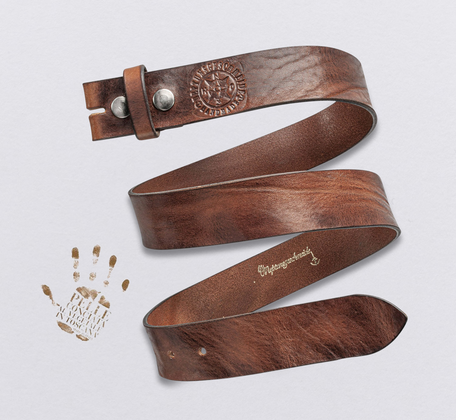 Schlichter Wechselgürtel fest Kastanie braun, mit Schnalle von Neptunsgeschmeide. Abbildung des Lederriemens, feste Qualität. 4 cm Breite.