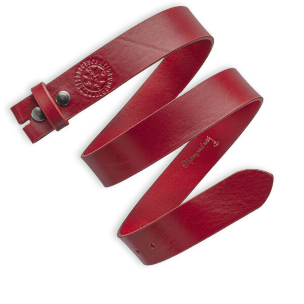 Simple interchangeable belt, firm, cherry-red by Neptunsgeschmeide. Picture of the leather strap, solid quality. 4 cm width.