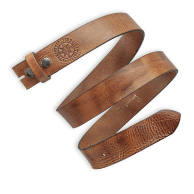 Schlichter Wechselgürtel fest nussbraun von Neptunsgeschmeide. Abbildung des Lederriemens, feste Qualität. 4 cm Breite.