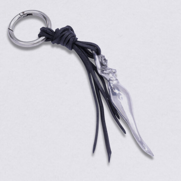 Gebamsel® pendant mermaid, view detail 1, pewter, from Neptune jewelry. Bag or key ring with snap hook, small.