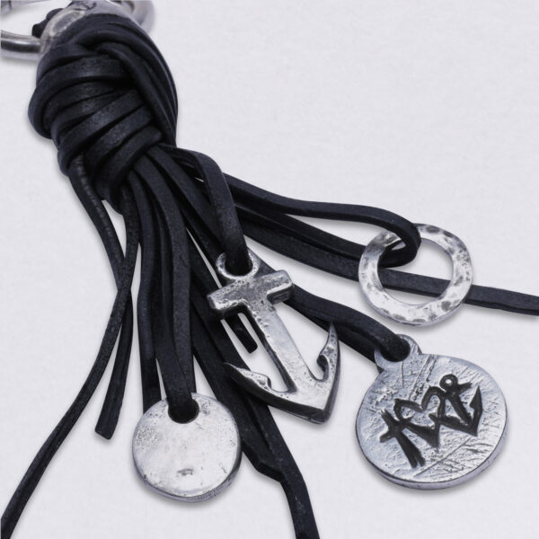 Gebamsel Anhänger Anker Ring GLH Blanko rund, Detailbild, von Neptunsgeschmeide. Taschen- oder Schlüsselanhänger mit Karabinerhaken groß.