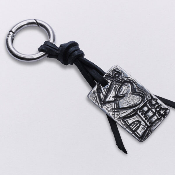 Gebamsel® Pendant Hope Love Hamburg, detailed view, from Neptune jewelry. Bag or key ring with snap hook small.