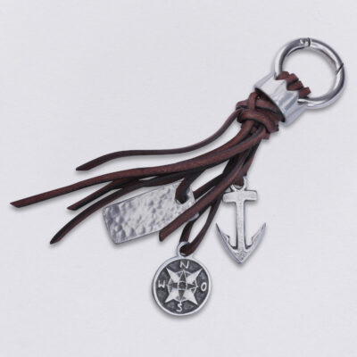 Gebamsel Anhänger Krone und Kompass, Hauptbild 1, von Neptunsgeschmeide. Taschen- oder Schlüsselanhänger mit Karabinerhaken klein.