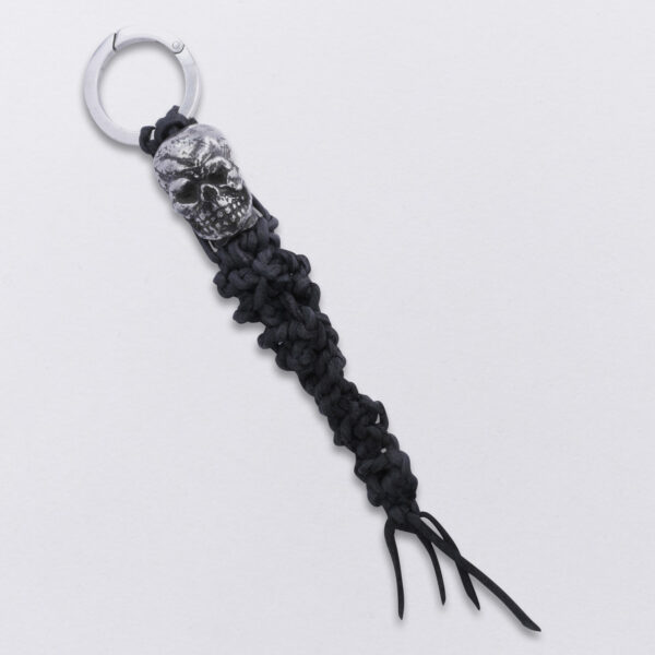 Gebamsel® pendant skull long, main picture, from Neptune jewelry. Bag or key ring with snap hook straight edges, large.