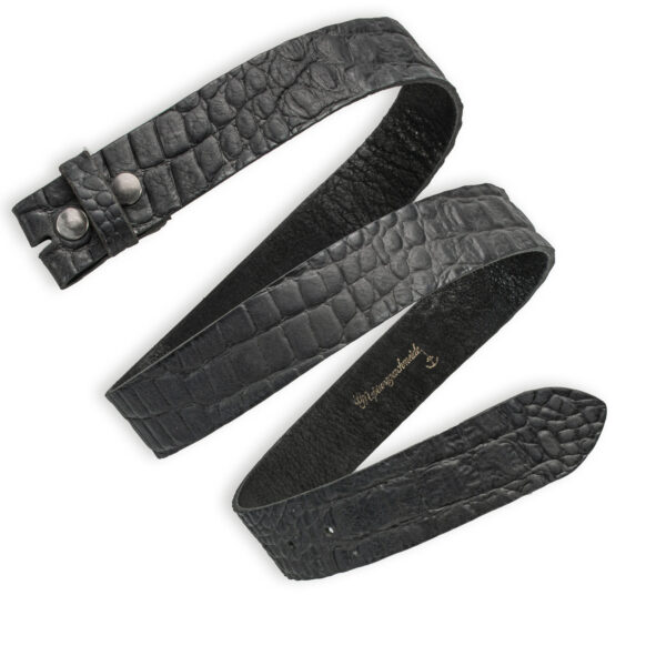 Ceinture interchangeable crocodile by Neptune bijoux. Embossage crocodile, 4 cm de large. La couleur noire.