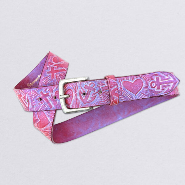 Belt Faith Love Hope pink Symbols: Simple buckle Breeze in silver. main picture.