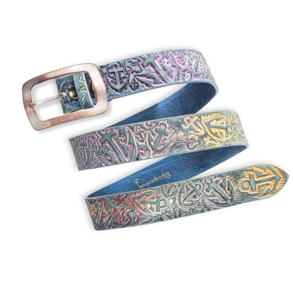 Anchor belt multicolor with rose-colored double bar buckle model: Ebbe, handmade by NeptunsSchmeiße.