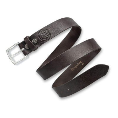 Schlichter Ledergürtel Soft coffee braun mit Kiel Schnalle von Neptunsgeschmeide. Abbildung des Lederriemens, softe Qualität. 4 cm Breite.