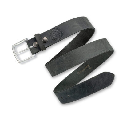 Schlichter Ledergürtel Robust Schiefer Grau mit Kiel Schnalle von Neptunsgeschmeide. Abbildung des Lederriemens, robuste Qualität. 4 cm Breite.
